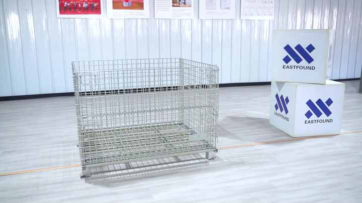 MASH 金属製荷台 フォークリフトポケット付き溶接鋼線メッシュコンテナボックスメタル