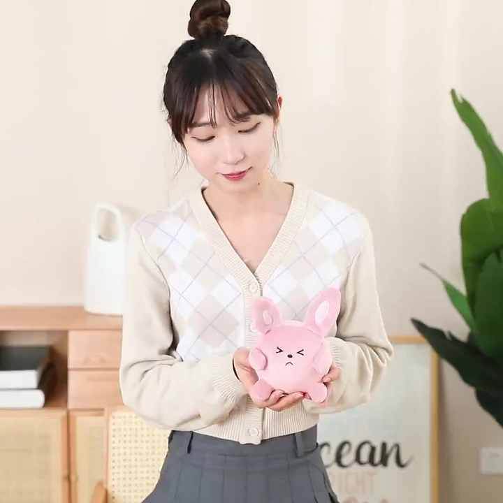 Kawaii Inflatable Rabbit Bunny Plush Toys Fluffy Stuffed Animal Small ...