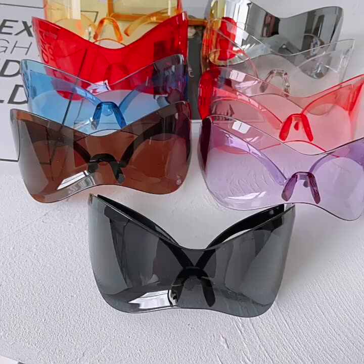 2023 Oversized Futuristic Y2k Shield Sun Glasses for Men Women