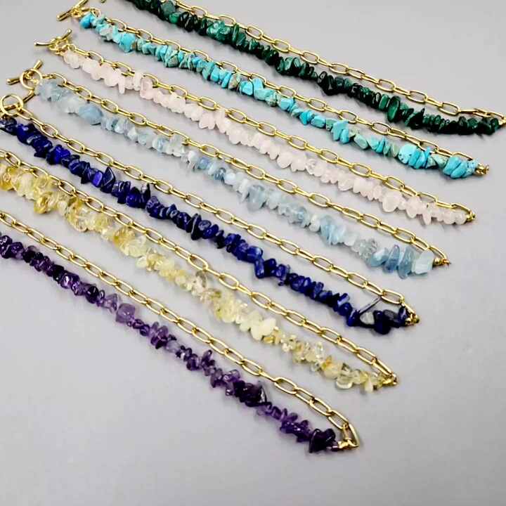 Half Gemstone Crystal Beads Statement Necklace Jewelry Birthday