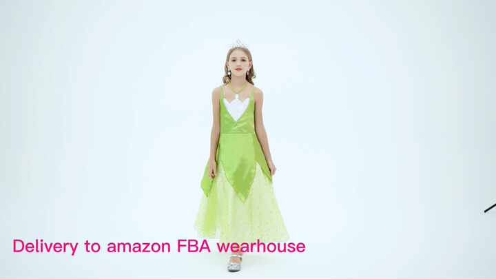 Tiana Fairy Outfit Princess Costume for Girls Toddler Princess Dress up  With Accessories Party Halloween Christmas Cosplay