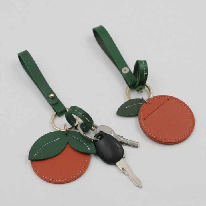 Cute Pu Leather Car Keychain Girls' Keyring Bag Decor Orange Stylish  Leather Keychain