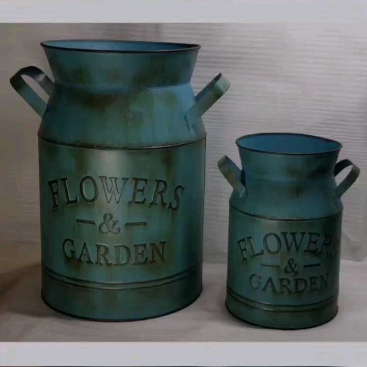 Vaso Per Fiori In Metallo Shabby Chic – Zinco Zincato, Vintage, Con Cuore E Corda, Impermeabile, Per Casa E Giardino, Taglia S 10x21 Cm