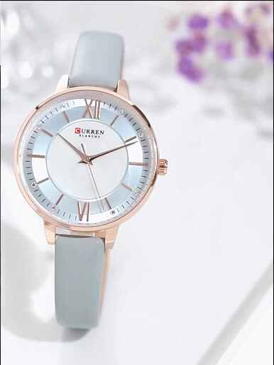 CURREN 9080 Women's Luxury Quartz Business Watch 35mm Oval Leather