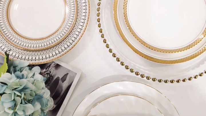 Vajilla Blanca Con Borde Dorado - Luxury Dinnerware Set