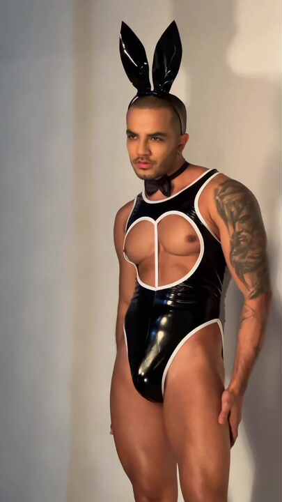 High Quality Pu Leather Sexy Lingerie Outfit Roleplay Bunny Costume Sexy  Gay Lingerie for Men Club Wear