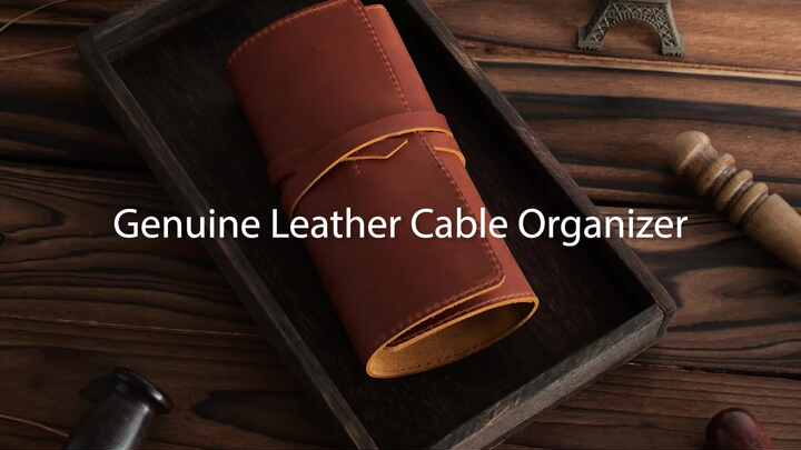 Genuine Leather Cord Wrap Organize Electronics Efficiently