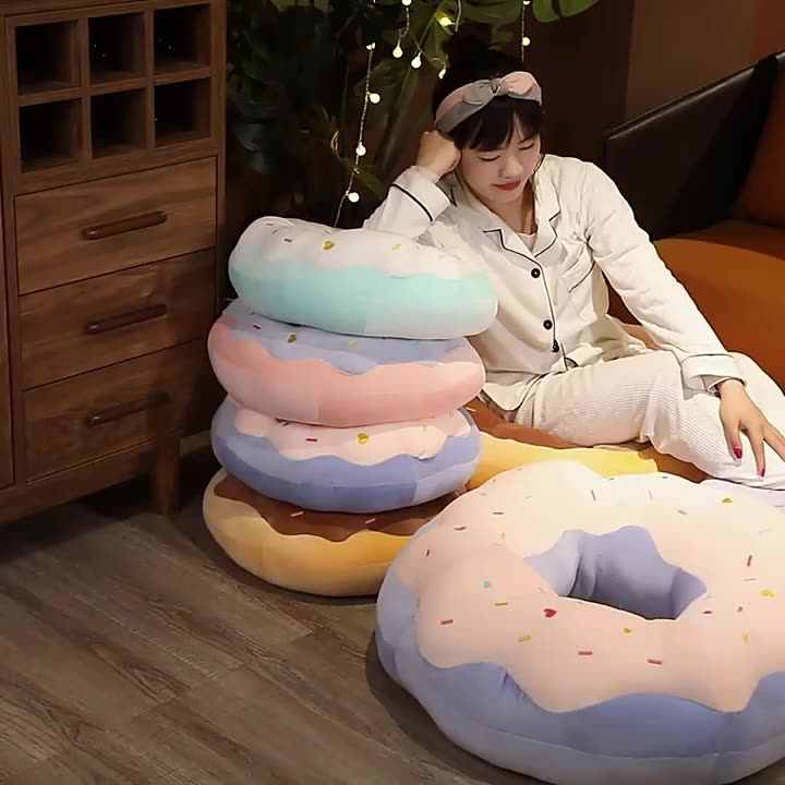 Super Soft Cartoon Stuffed Donut Pillow Plush Sleeping Pillow Doll for Kids  and Girls' Gifts