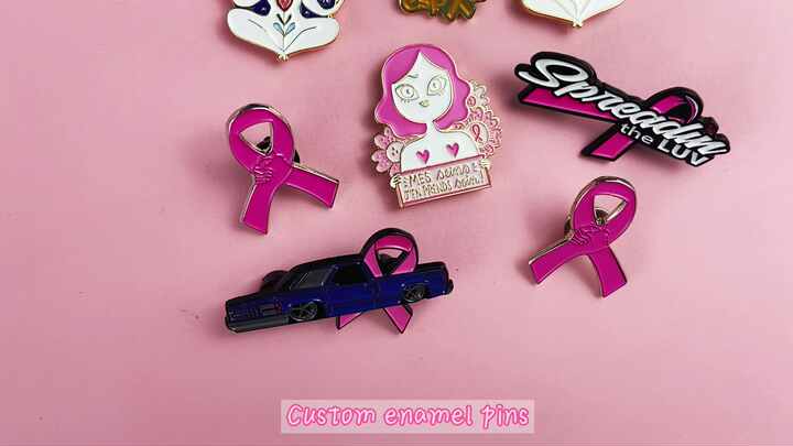 Custom Metal Key Chains Promotional pink Ribbon Breast Cancer
