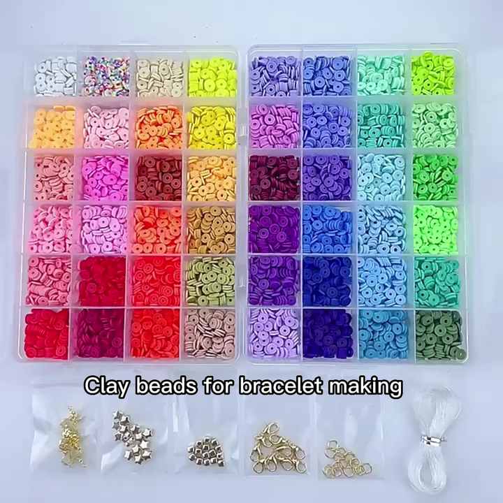 Wholesale Diy 48 Colors Clay Beads Spacer Flat Round Polymer Clay