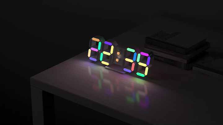 EDUP HOME Horloge LED 3D, Réveil De Bureau, Horloge Murale