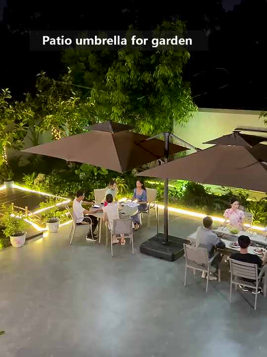 4 piece patio set with umbrella Outsunny 8-Piece Patio Dining Set with 9 Ft Umbrella, Mixed Brown