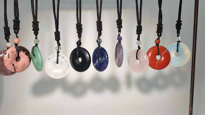 Jovivi Crystal Necklace For Men Women Adjustable Rope Hexagonal Point Opalite Pendant Necklaces Gemstone Jewelry