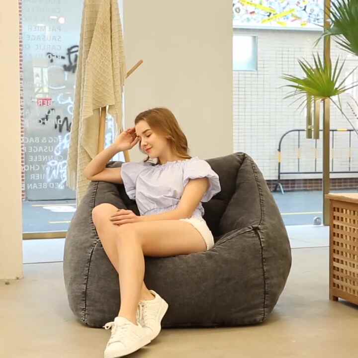 Square Black Jeans Sofa Beanbag Armchair Bean Bag Sofa|