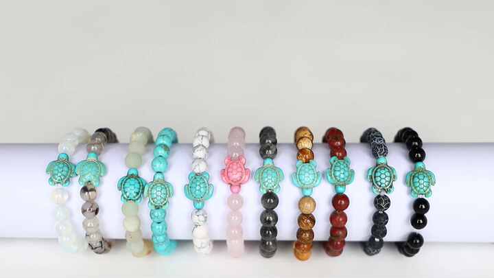 2023 New Selling Natural Blue Turquoise Turtle Couple Bracelet
