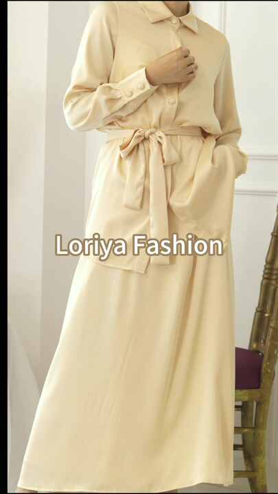Loriya Solid Color Co-ord Set Top With Skirt Two Pieces Set Satin Modest  Abaya Women Muslim Dress Spring Summer Women's Dress
