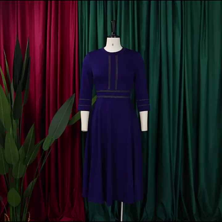 New Fall Long Sleeve High Waist A-Line Church Dress Fashion African Women's  Clothing Dress Elegant Dresses