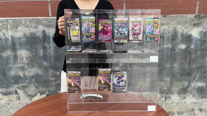 TCG Custom Clear 6-Slot Acrylic Pokemon Trading Card Booster Pack Dispenser  Best Price Display Rack for Collectible Cards Pack