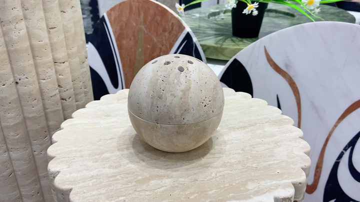 HZX Mini Travertine Incense Burner - Natural Marble Stone