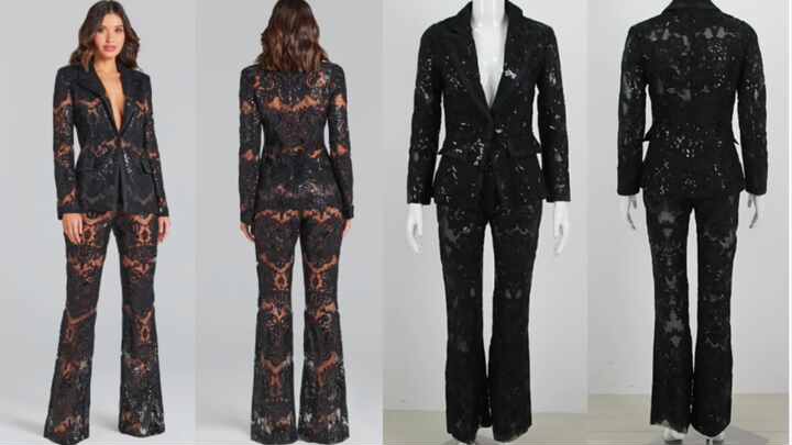 Shop Elegant Sexy Ladies Suits with Sequin Lace Details