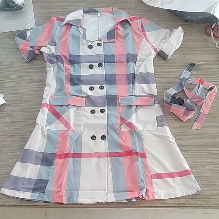 Wholesale Fashion Elegant A-Line Plaid Long Sleeve Dress Women Casual  Cotton Plaid Print Belted Dress Women
