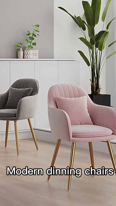 Wholesale Modern Colorful Pink Dinning Chairs Arm Rest Velvet Restaurant  Dining Room Chair With Gold Metal Legs
