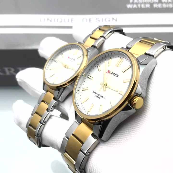 CURREN 9090 Couple New Gift Silver Unisex Quartz Watch