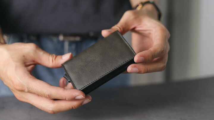 Aluminum Wallet Trifold Durable Leather Card Holder