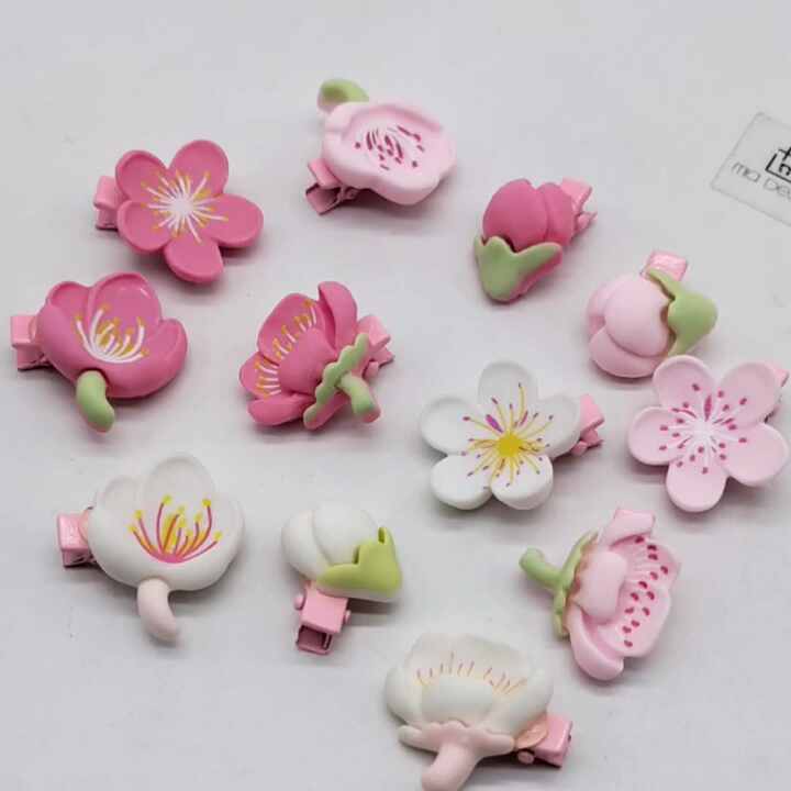 MIO 4pcs/set Peach Blossom Sakura Hair Clip Pretty Girls Hair