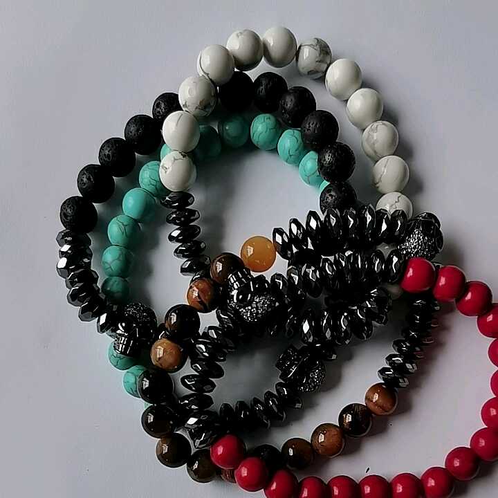 Adjustable Golden Rhinestone Hand Eye Gemstone Bracelets for Men