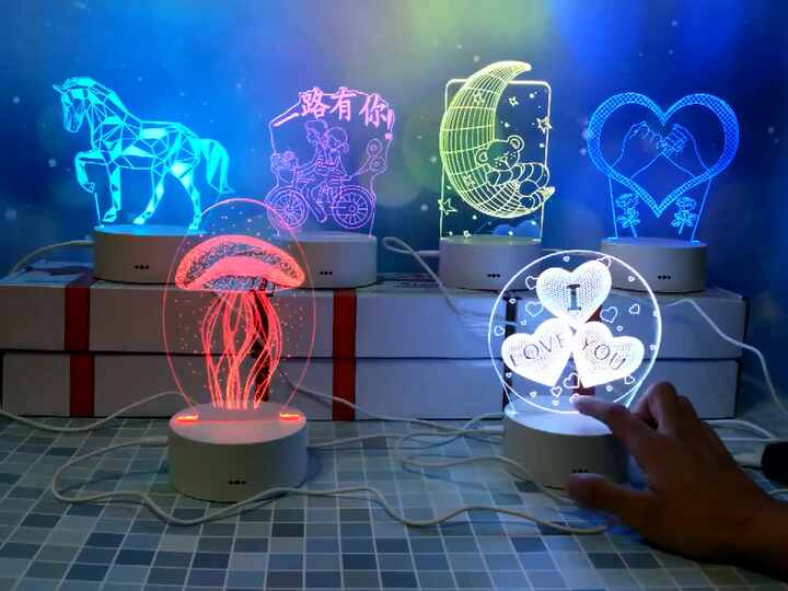3D アクリルランプ キリストの十字架 夜間照明 内装用