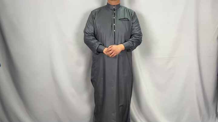 HERSIL Musulmano Caftano Uomo Casual Caftano Lungo Thobe Musulmano Jilbab Manica Lunga Arabo Robe Abaya Dubai Uomini 123066510 - Foto 12