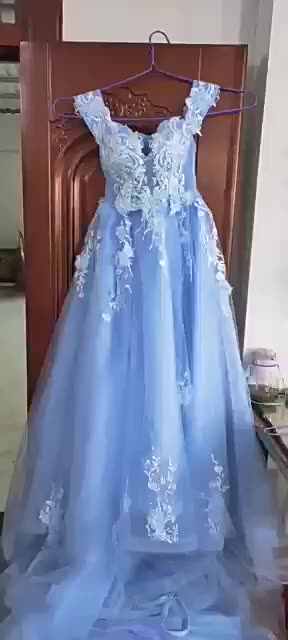 2023 Sweetheart Off the Shoulder Lace Appliques Light Blue Corset Back  Bridal Gowns Colored Plus Size Wedding Dresses