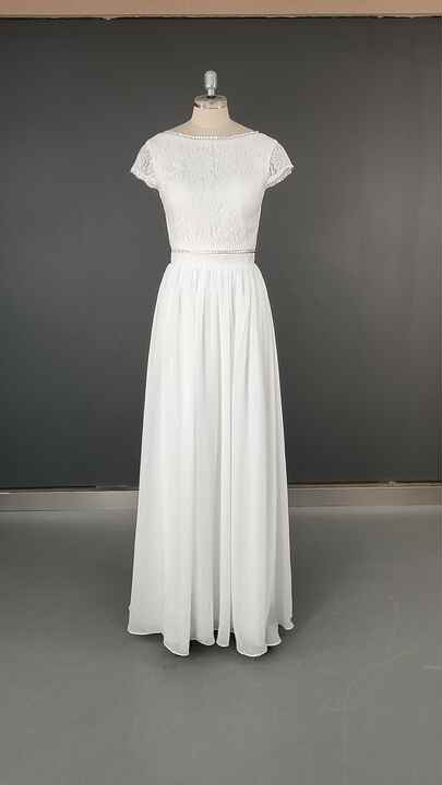 12178# Real Photos Two Piece Appliques Lace Soft Chiffon Wedding Dress for  Engagement Backless Sweep Train Bridal Gown