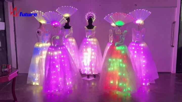 LED Light up Luminous Clothing Dress Change Color Evening Dress Wearing Ladies Stage Performance Costume Party LED Light up Luminous Clothing Dress Change Color Evening Dress Wearing Ladies Stage Performance Costume Party