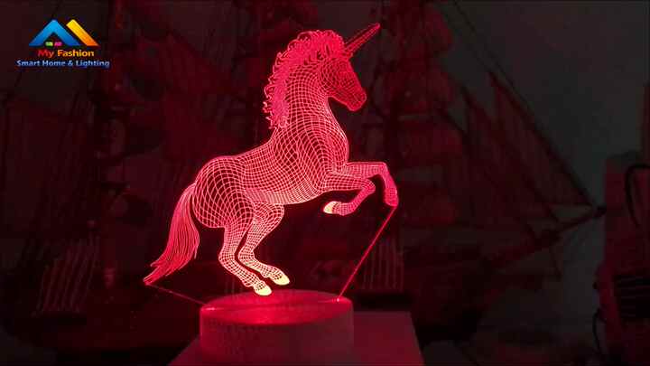 Unicorn Gift Kids Night Light for Christmas - 3D Illusion