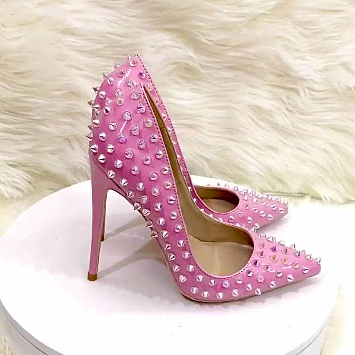 Large Size Sandalias De Damas Pointed Toe Shoes Sandal Studded Rivet New  Fashion Women Luxury High Heels