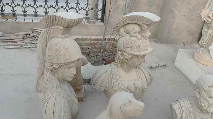 特注等身大石ローマの兵士の胸像西洋デザイン大理石の頭彫刻ヴィラの