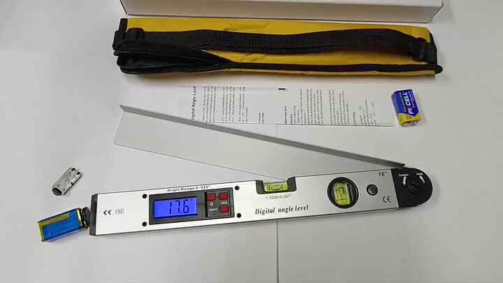 Proster hoekmeter 0-225° Digitale hoekmeter 400mm/16 inch hoeklineaal met batterij en LCD-verlichte horizontale & verticale bubbelnivellator hoekmeetdetector voor bouwkunde Proster hoekmeter 0-225° Digitale hoekmeter 400mm/16 inch hoeklineaal met batterij en LCD-verlichte horizontale & verticale bubbelnivellator hoekmeetdetector voor bouwkunde