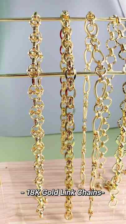 18k Gold Plated Paper Clip Brass Necklace Chain Bulk for Jewelry