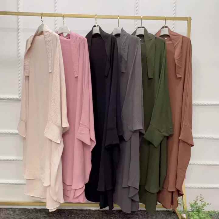Hijab Khimar Lungo E Abaya Set Jilbab 2 Pezzi Abbinati Donne Musulmane Vestito Ramadan Eid Preghiera Vestiti Niqab Islamico Dubai Burqa