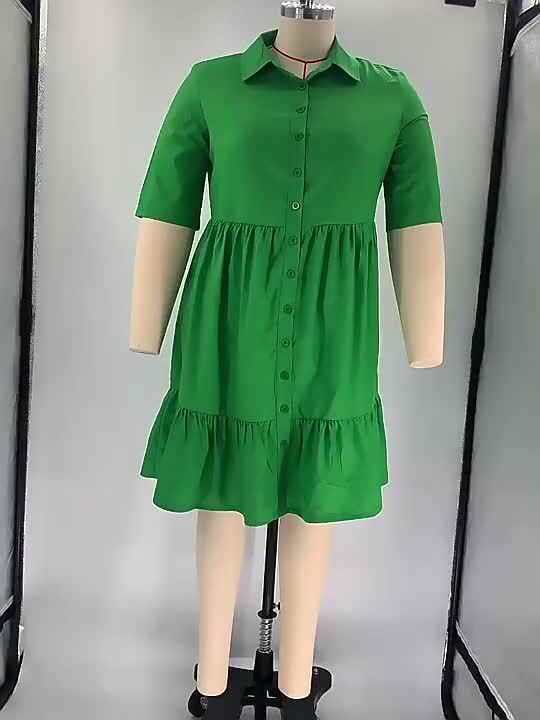 green shirt dress plus size Plus Size Lesleyanne Midi Dress- Green 1X / Green at Curvy Sense