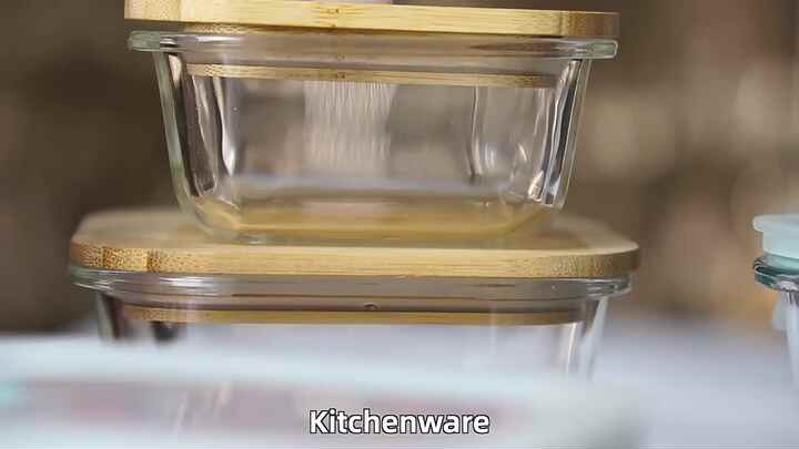 Hot Sale Glass Containers for Food Storage Salad Bowl with Bamboo Lid Glass  Lunch Box
