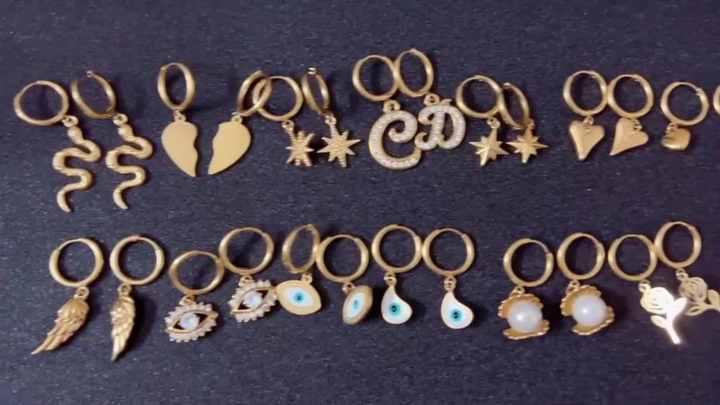 Men's Onyx Dangle Earrings 18k Gold Hoop Charm Jewelry