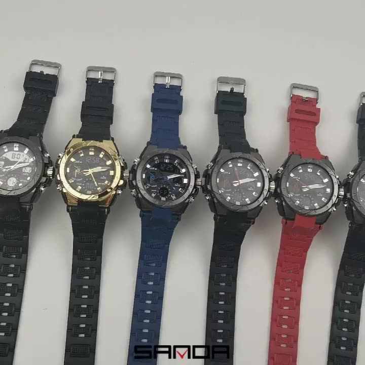 SANDA 3313ブランドGスタイル男性用デジタルウォッチショック