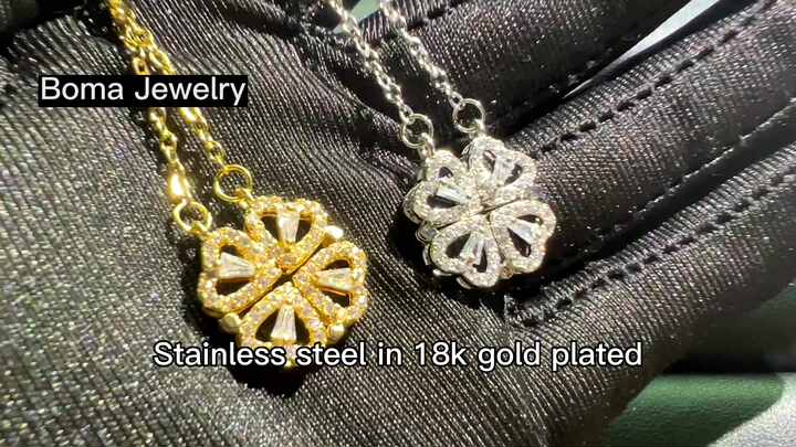 Fashion Tarnish Free 18K Gold Plated Four Leaf Heart Clover