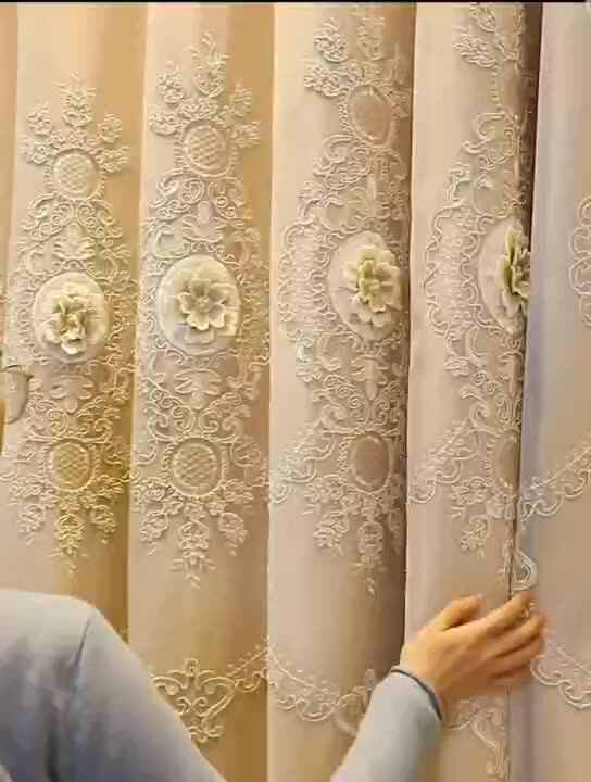 Cortina De Tul Bordada Con Flores - Elegante Y Translúcida Para Salón