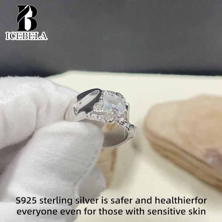 925 Sterling Silver Nero Elltico Zircone Anello Di Apertura Do - Foto 8