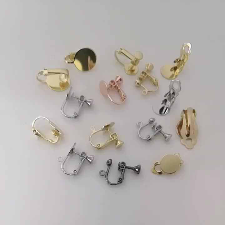 Clip on Earring Findings Wholesale Parts Brass Gold Plated Screw