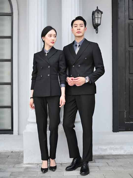Men's Business Casual Slim Fit 2-Piece Blazer Pants Set Double